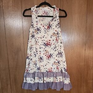 Floral Sleeveless Women's Dress with Ruffle Hem